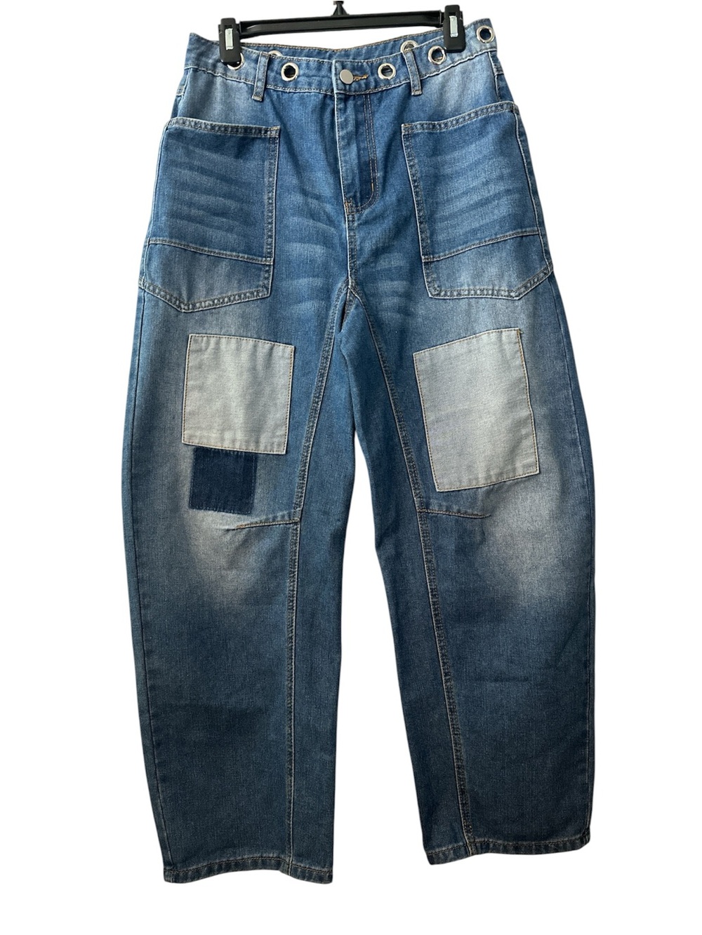 Women Blue Denim Baggy Pants Waist 15”
